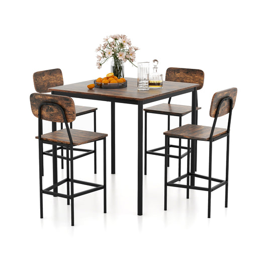 Industrial Dining Table Set, 5 Pieces, Counter Height Table, 4 Bar Stools Dining Room Sets Coffee at Gallery Canada