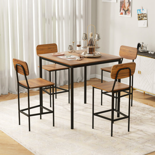 Industrial Dining Table Set, 5 Pieces, Counter Height, Walnut Dining Room Sets Walnut at Gallery Canada