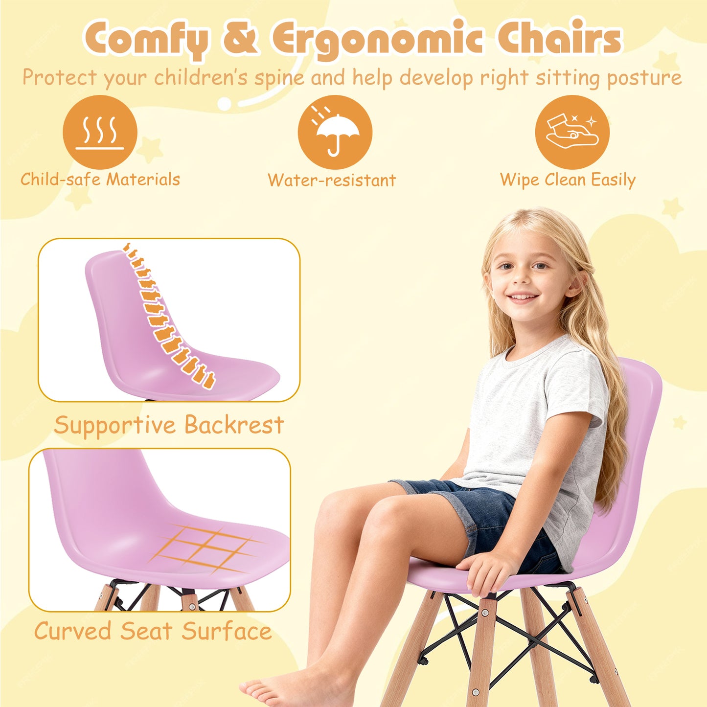 5 Piece Kids Set, 4 Armless Chairs, Colorful, Multicolor Kids Table & Chair Sets at Gallery Canada