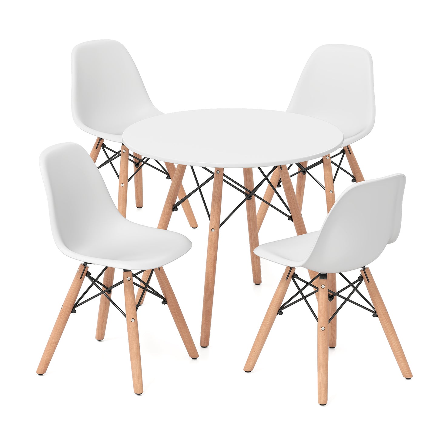 5-Piece Kids Mid-Century Modern Table Chairs Set, White Kids Table & Chair Sets White at Gallery Canada