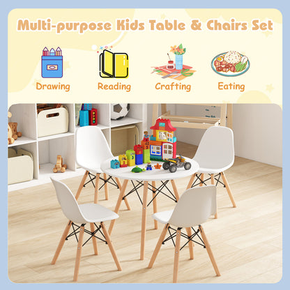 5-Piece Kids Mid-Century Modern Table Chairs Set, White Kids Table & Chair Sets at Gallery Canada