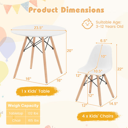 5-Piece Kids Mid-Century Modern Table Chairs Set, White Kids Table & Chair Sets at Gallery Canada
