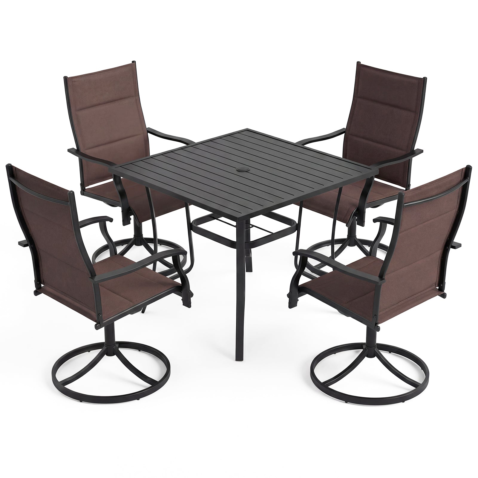 Outdoor Dining Set, 4 Swivel Chairs, 36 Inch Square Table, Brown Patio Dining Sets at Gallery Canada