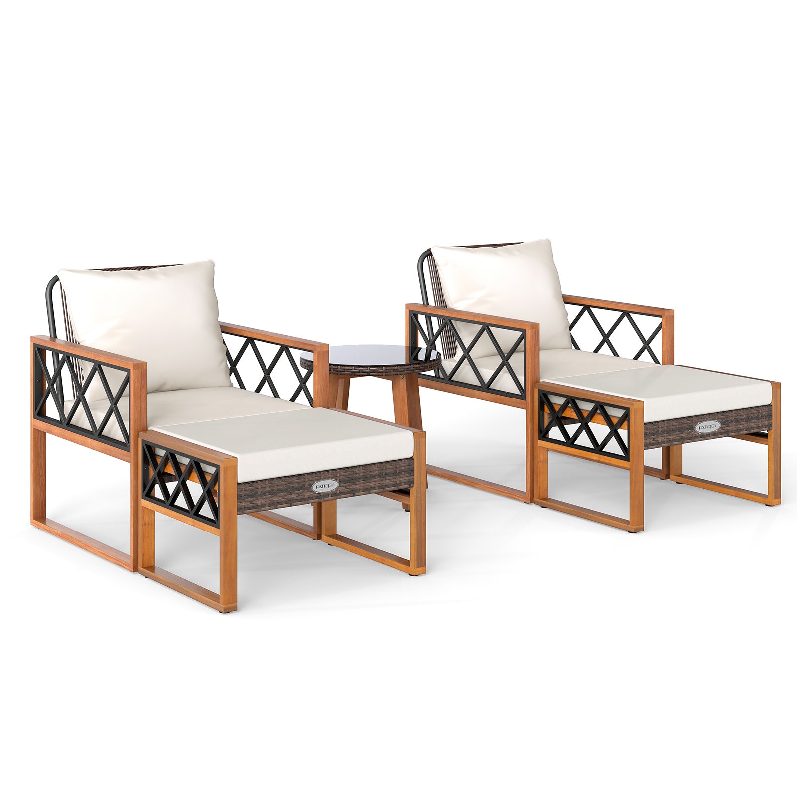 5 Piece PE Rattan Patio Set, Acacia Wood Outdoor Furniture Patio Conversation Sets at Gallery Canada