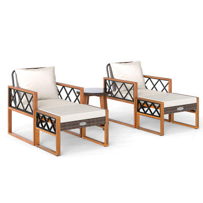 5 Piece PE Rattan Patio Set, Acacia Wood Outdoor Furniture Patio Conversation Sets at Gallery Canada