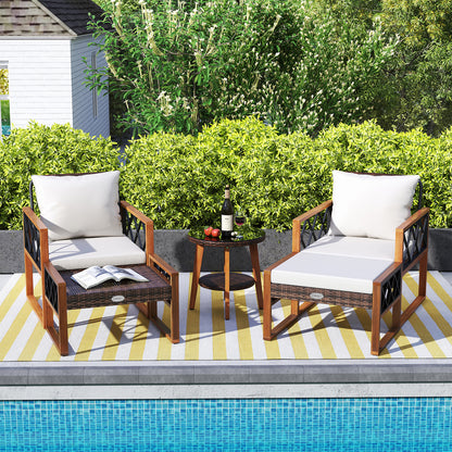 5 Piece PE Rattan Patio Set, Acacia Wood Outdoor Furniture Patio Conversation Sets at Gallery Canada