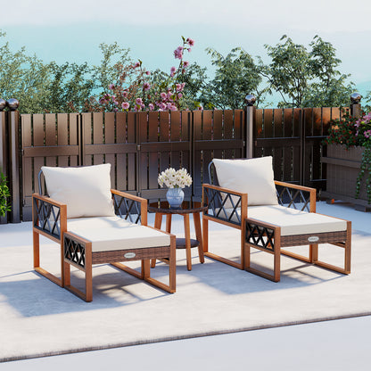 5 Piece PE Rattan Patio Set, Acacia Wood Outdoor Furniture Patio Conversation Sets at Gallery Canada