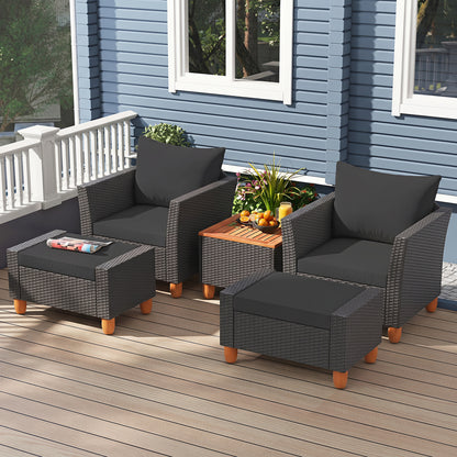 Ensemble de mobilier de patio avec causeuse et fauteuils, noir