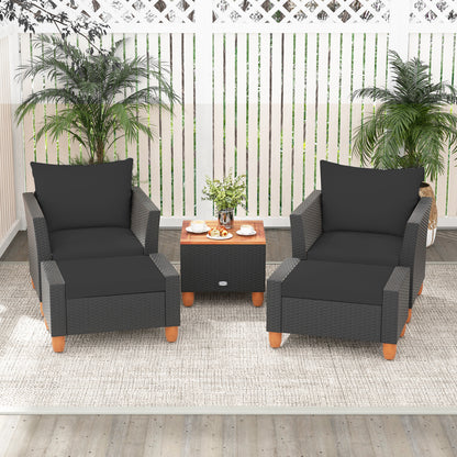 Ensemble de mobilier de patio avec causeuse et fauteuils, noir