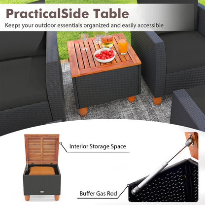 Ensemble de mobilier de patio avec causeuse et fauteuils, noir