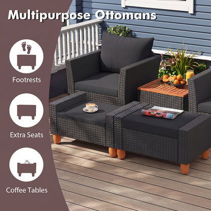 Ensemble de mobilier de patio avec causeuse et fauteuils, noir