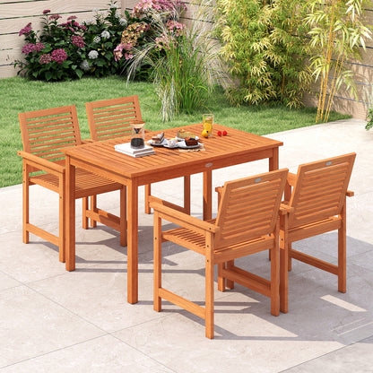5 Piece Patio Wood Dining Set, Outdoor Rectangular Table and Chairs Patio Dining Sets at Gallery Canada