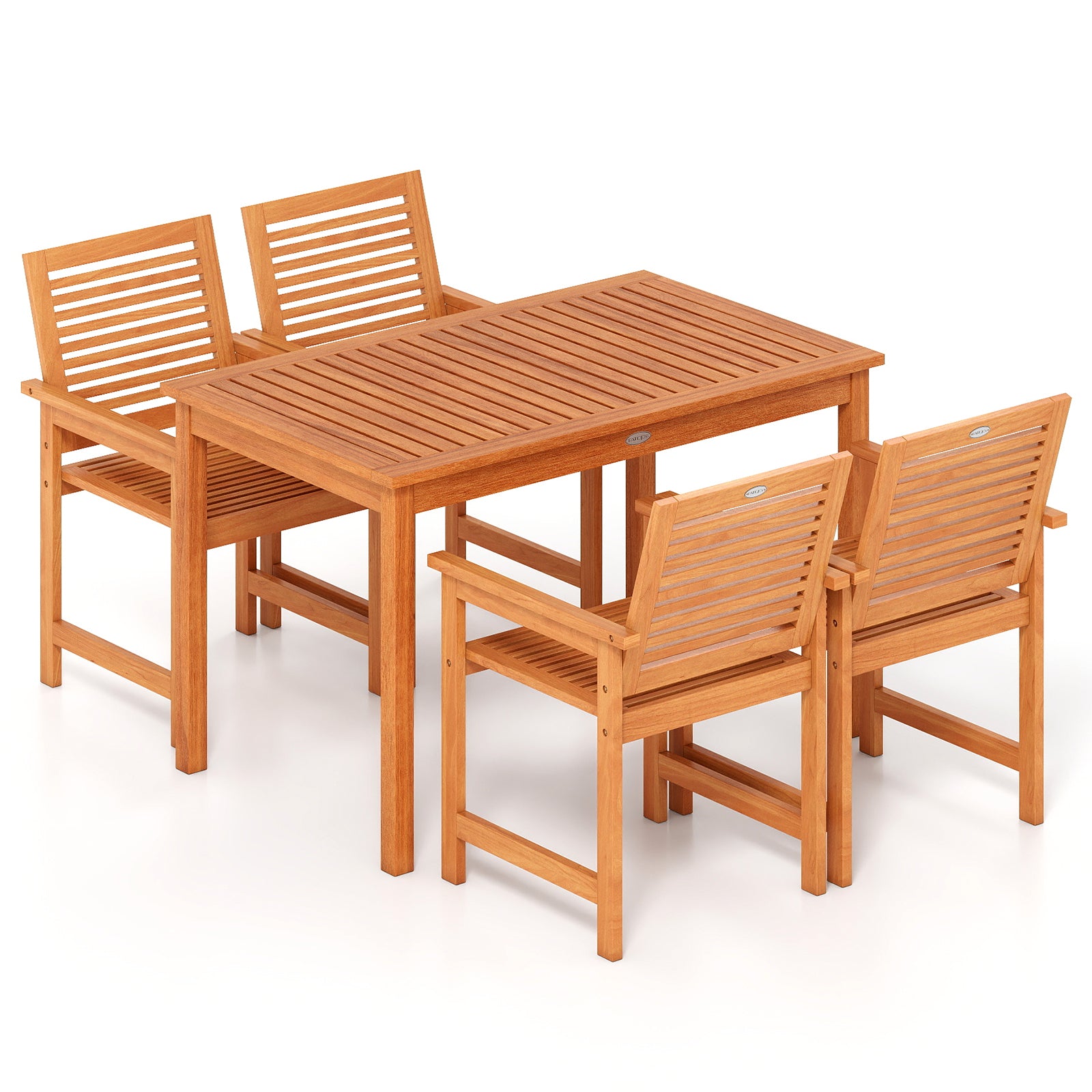5 Piece Patio Wood Dining Set, Outdoor Rectangular Table and Chairs Patio Dining Sets at Gallery Canada