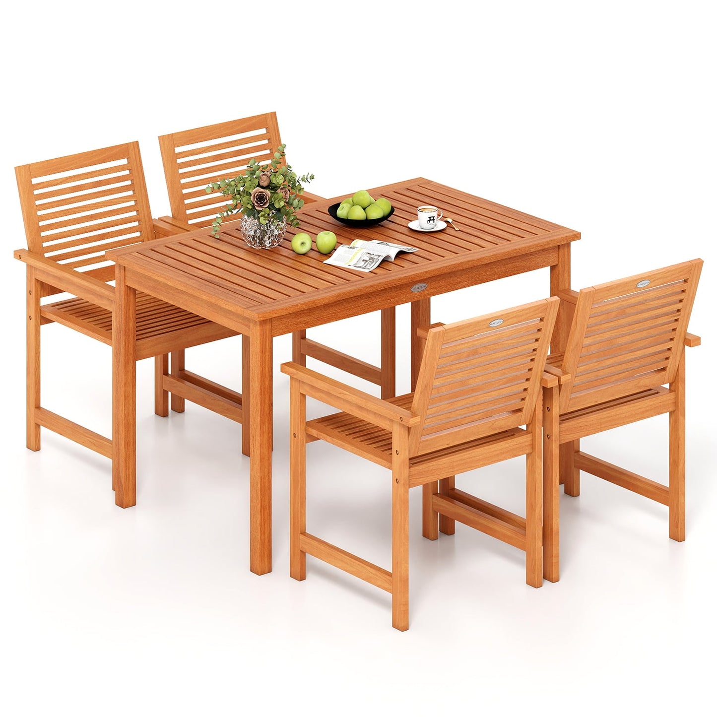 5 Piece Patio Wood Dining Set, Outdoor Rectangular Table and Chairs Patio Dining Sets at Gallery Canada