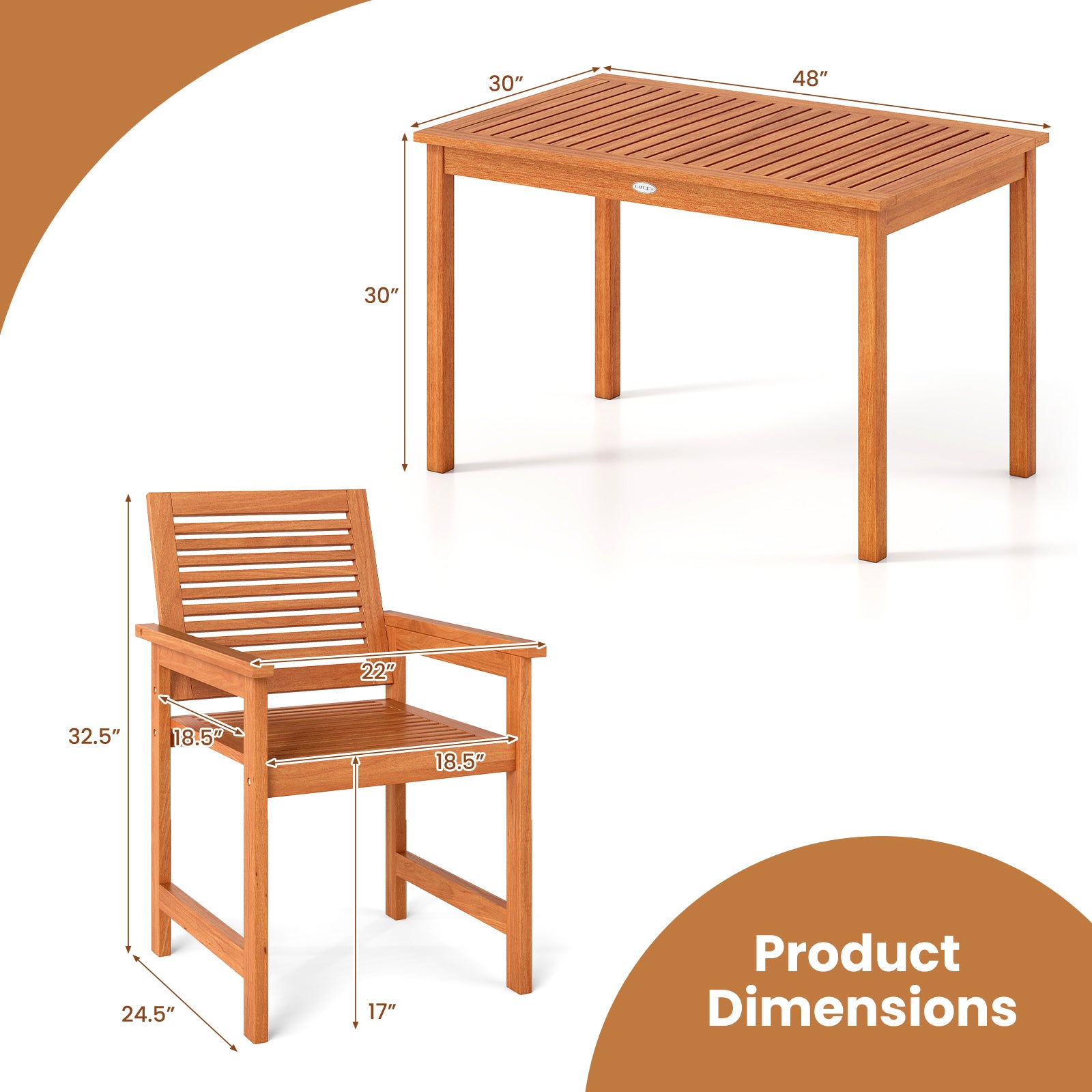 5 Piece Patio Wood Dining Set, Outdoor Rectangular Table and Chairs Patio Dining Sets at Gallery Canada