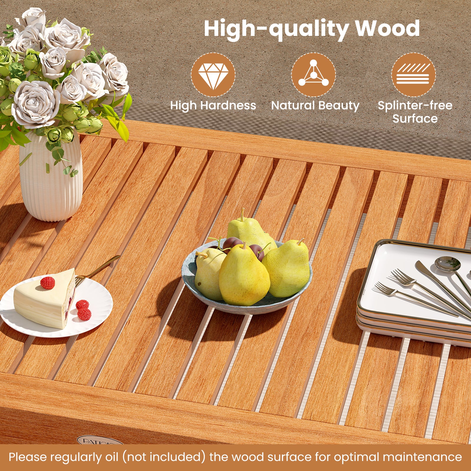 5 Piece Patio Wood Dining Set, Outdoor Rectangular Table and Chairs Patio Dining Sets at Gallery Canada