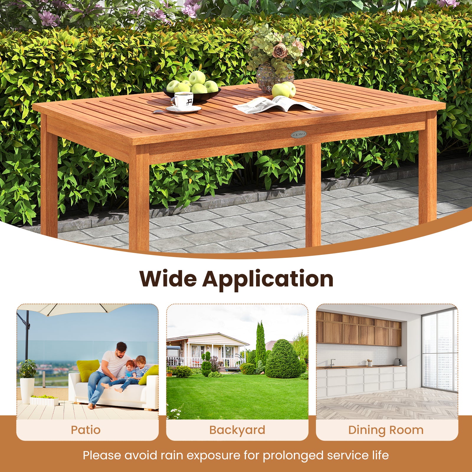 5 Piece Patio Wood Dining Set, Outdoor Rectangular Table and Chairs Patio Dining Sets at Gallery Canada