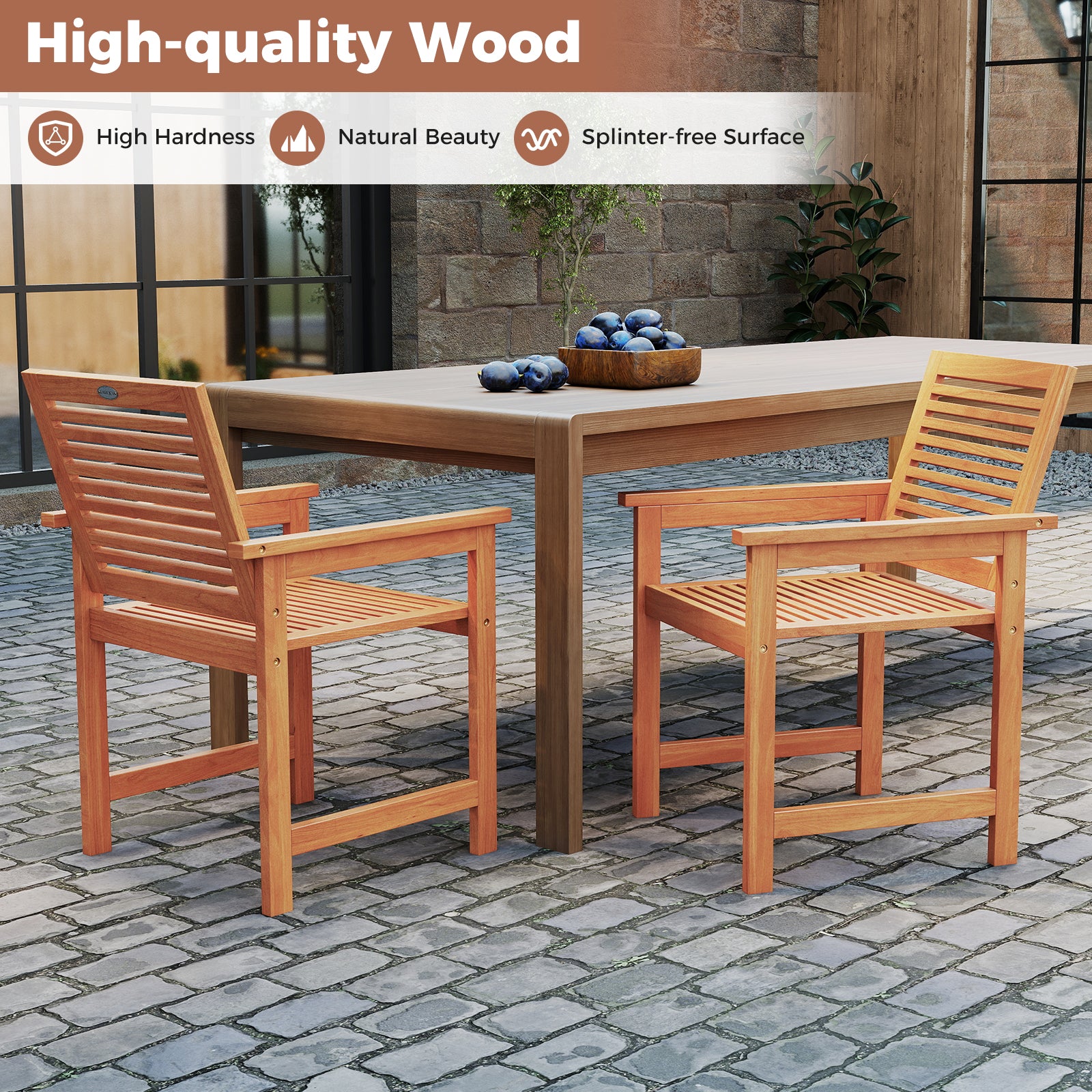 5 Piece Patio Wood Dining Set, Outdoor Rectangular Table and Chairs Patio Dining Sets at Gallery Canada