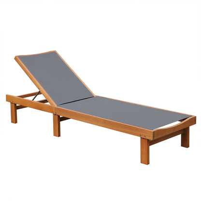 5-Postion Backrest Adjustable Outdoor Wood Chaise Lounge Chair-2, Gray Outdoor Chaise Lounges at Gallery Canada
