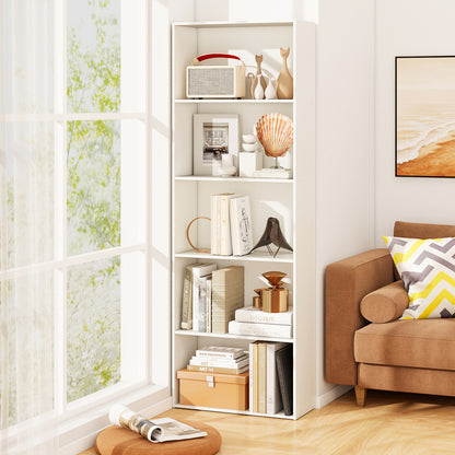 5-Shelf Storage Bookcase Modern Display Cabinet, White Bookcases at Gallery Canada