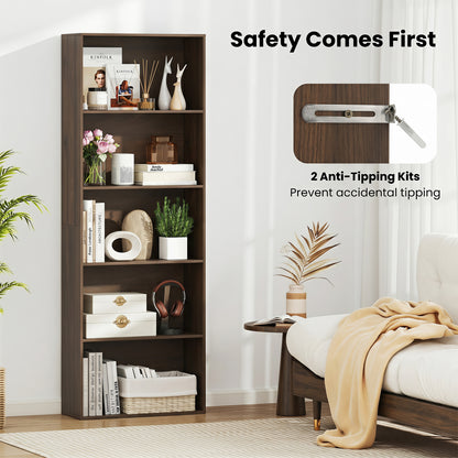 5-Tier Bookshelf Open Bookcase, Dark Walnut Bookcases at Gallery Canada