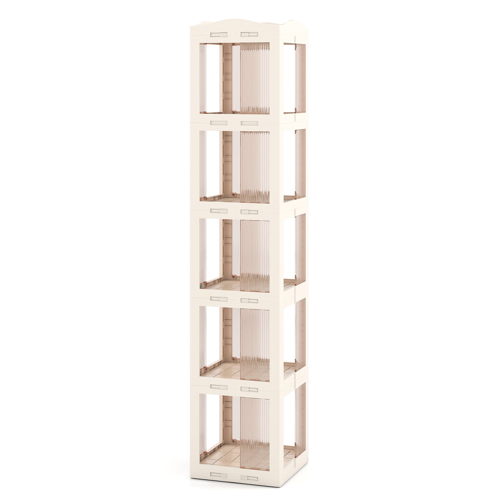 5-Tier Foldable Rotating Bookshelf 360° Spinning Bookcase with Swivel Base, White Bookcases at Gallery Canada