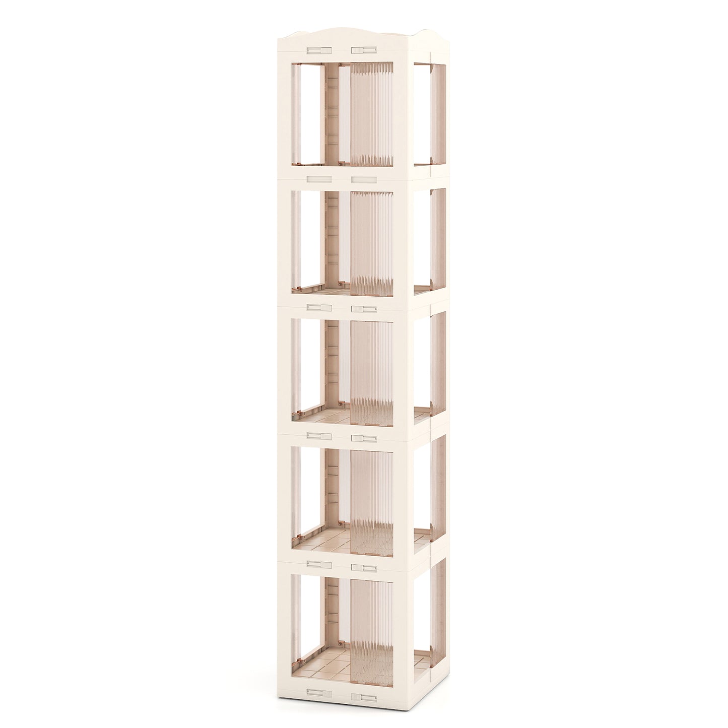 5-Tier Foldable Rotating Bookshelf 360° Spinning Bookcase with Swivel Base, White Bookcases at Gallery Canada