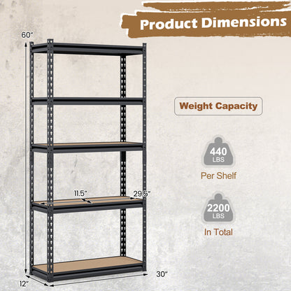 5-Tier Garage Shelving Unit, 2200 LBS Heavy Duty, Black Garages at Gallery Canada