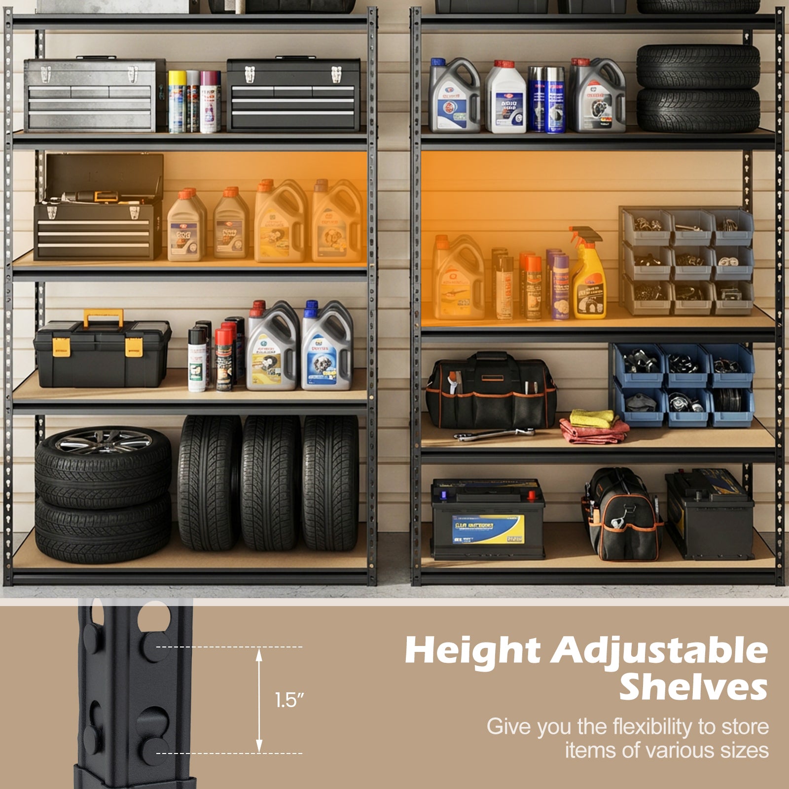 5-Tier Garage Shelving Unit, 2200 LBS Heavy Duty, Adjustable Utility Rack Garages at Gallery Canada