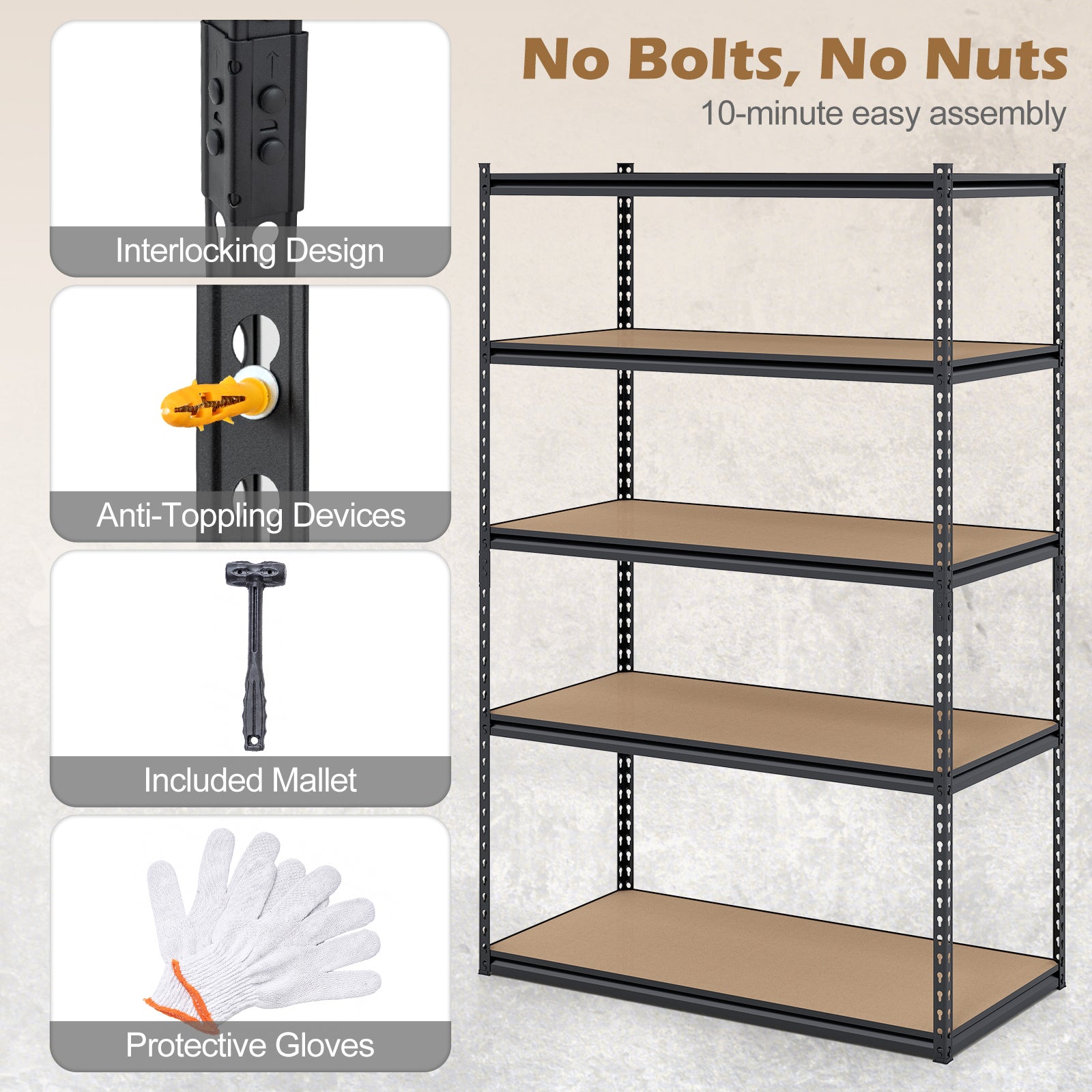 5-Tier Garage Shelving Unit, 2200 LBS Heavy Duty, Adjustable Utility Rack, Set of 3 Garages at Gallery Canada