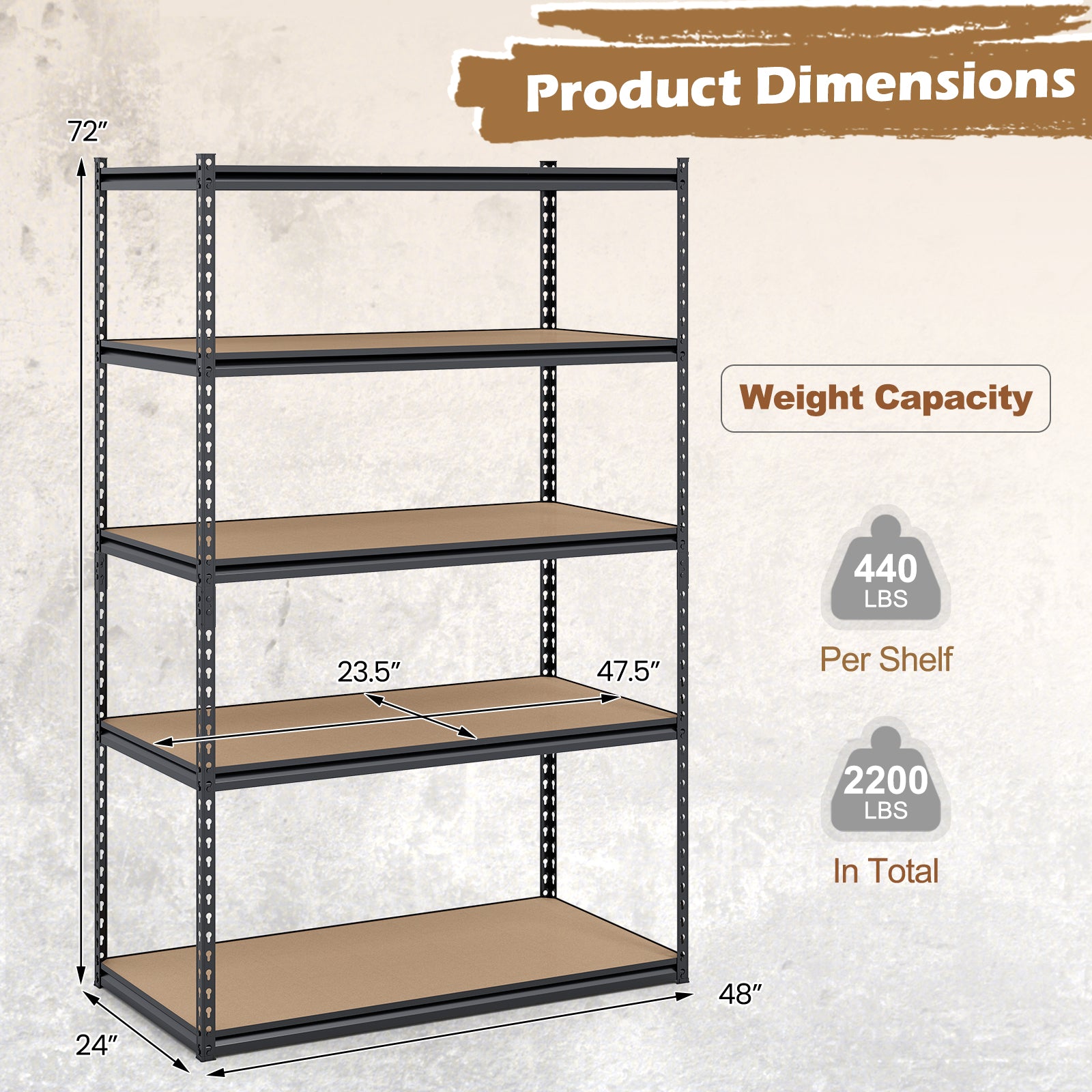 5-Tier Garage Shelving Unit, 2200 LBS Heavy Duty, Adjustable Utility Rack, Set of 4 Garages at Gallery Canada