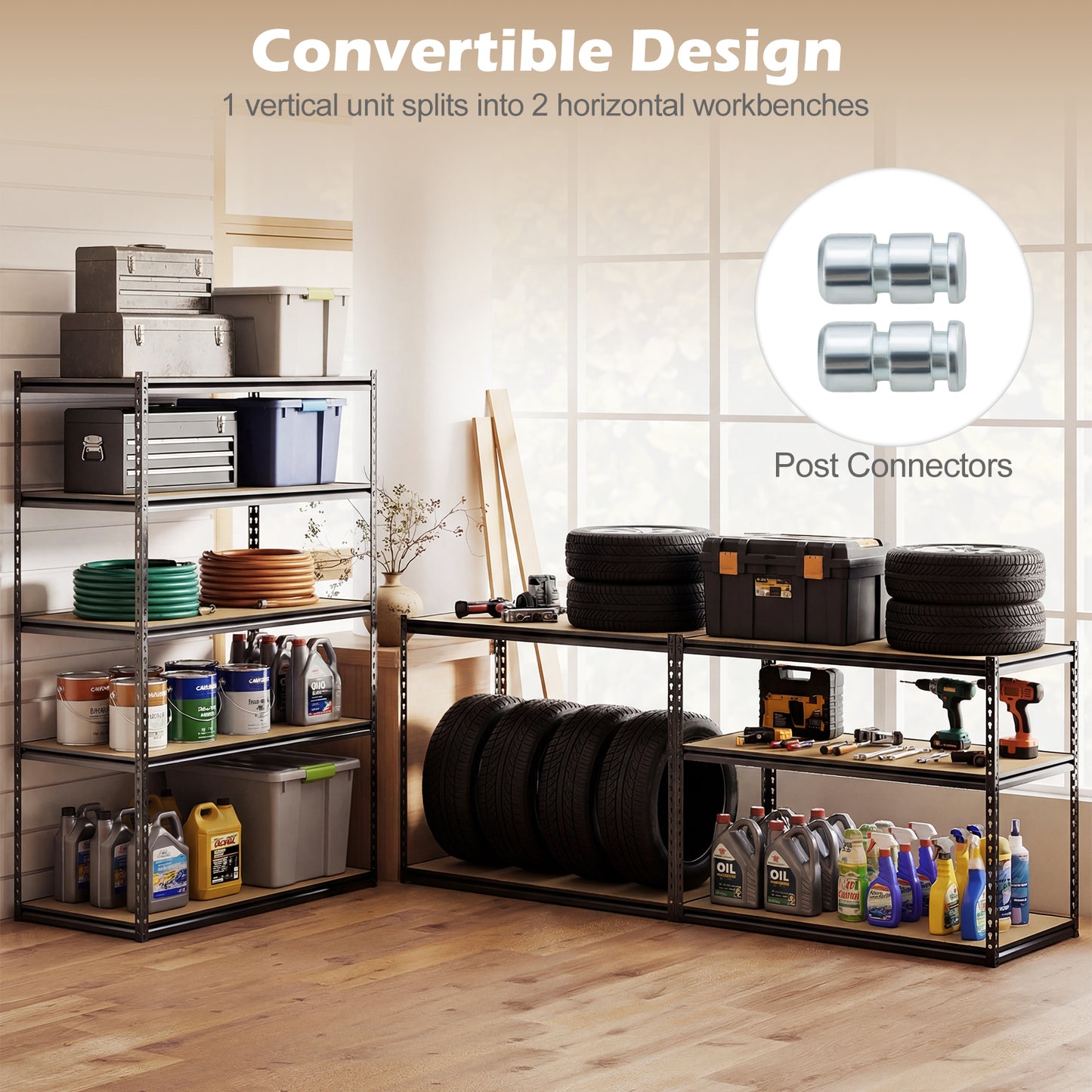 5-Tier Garage Shelving Unit, 2200 LBS Heavy Duty, Adjustable Utility Rack, Set of 4 Garages at Gallery Canada