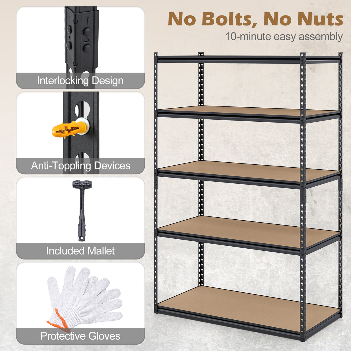 5-Tier Garage Shelving, 2200 LBS Heavy Duty Adjustable Utility Rack Garages at Gallery Canada
