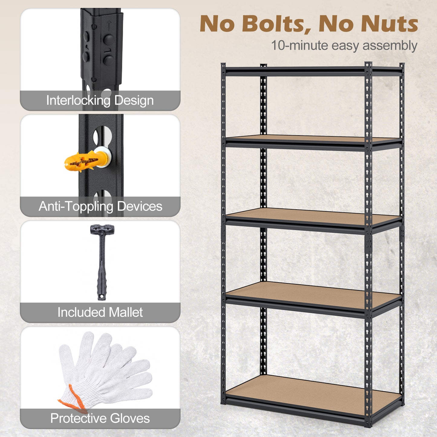 5-Tier Garage Shelving Unit, 2200 LBS Metal Storage Shelves, Adjustable Utility Rack Garages at Gallery Canada