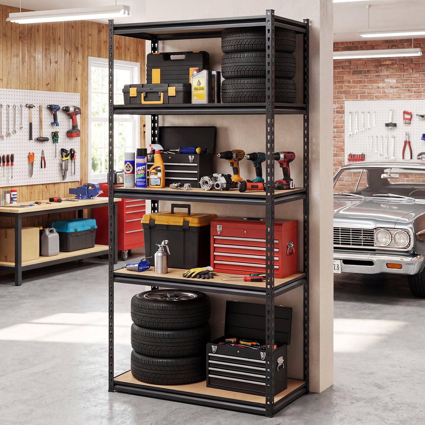 5-Tier Garage Shelving Unit, 2200 LBS Metal Storage Shelves, Adjustable Utility Rack Garages at Gallery Canada