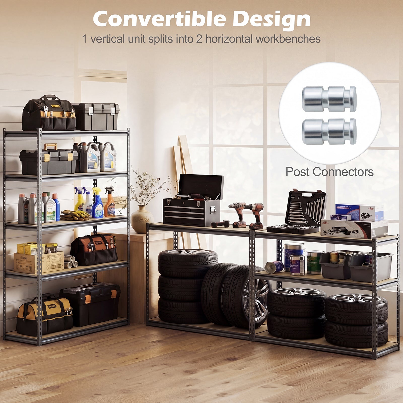5-Tier Garage Shelving, 2200 Lbs Metal Storage Rack, Adjustable Utility Shelf Garages at Gallery Canada