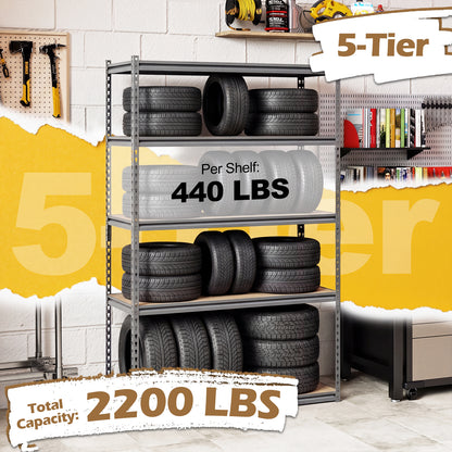 5-Tier Garage Shelving, 2200 Lbs Metal Storage Rack, Adjustable Utility Shelf Garages at Gallery Canada