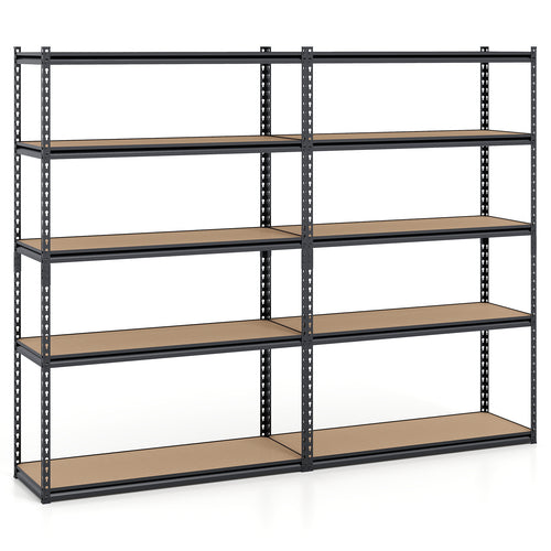 5-Tier Garage Shelving Unit, Set Of 2, Black