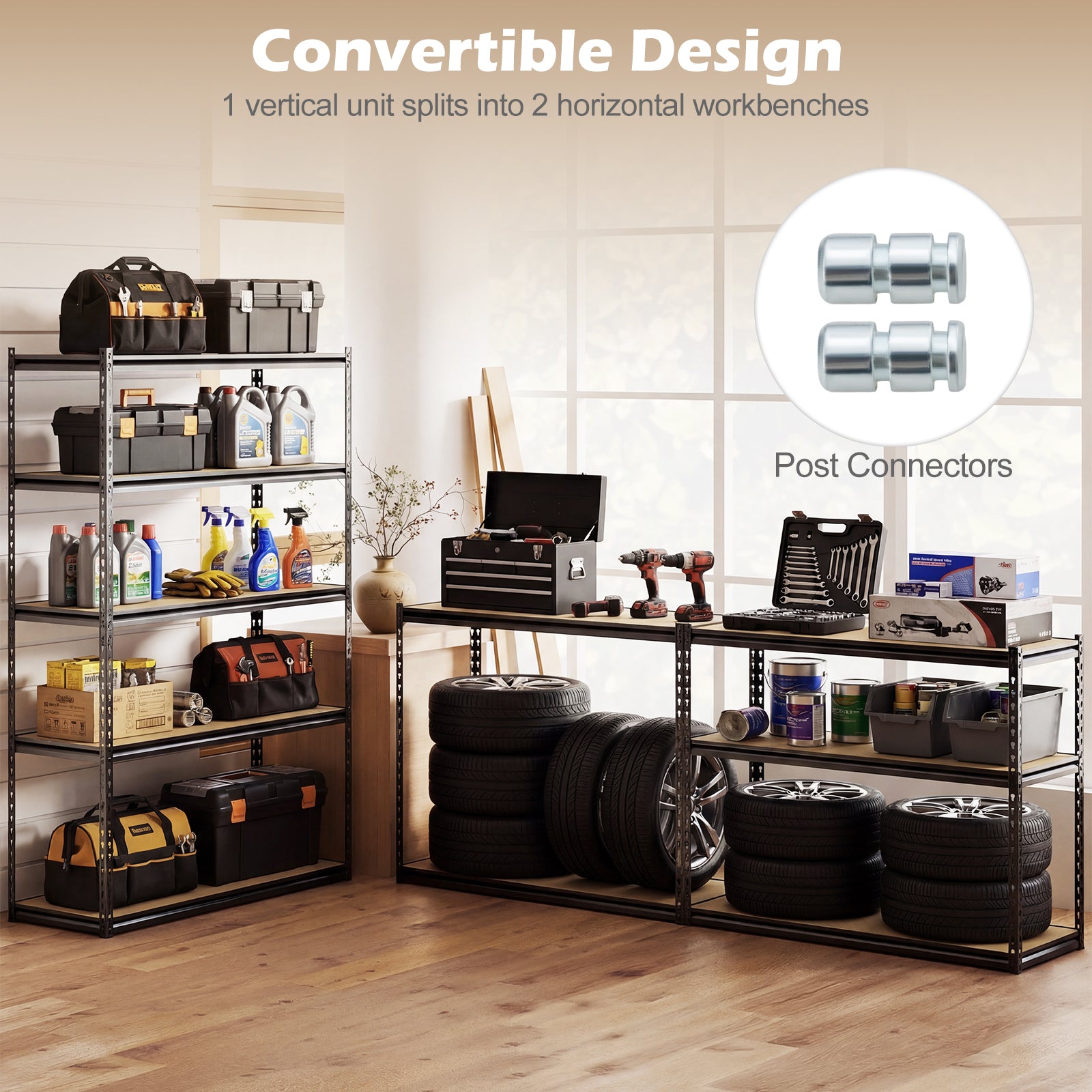 5-Tier Garage Shelving Unit, Set Of 2, Black Garages at Gallery Canada