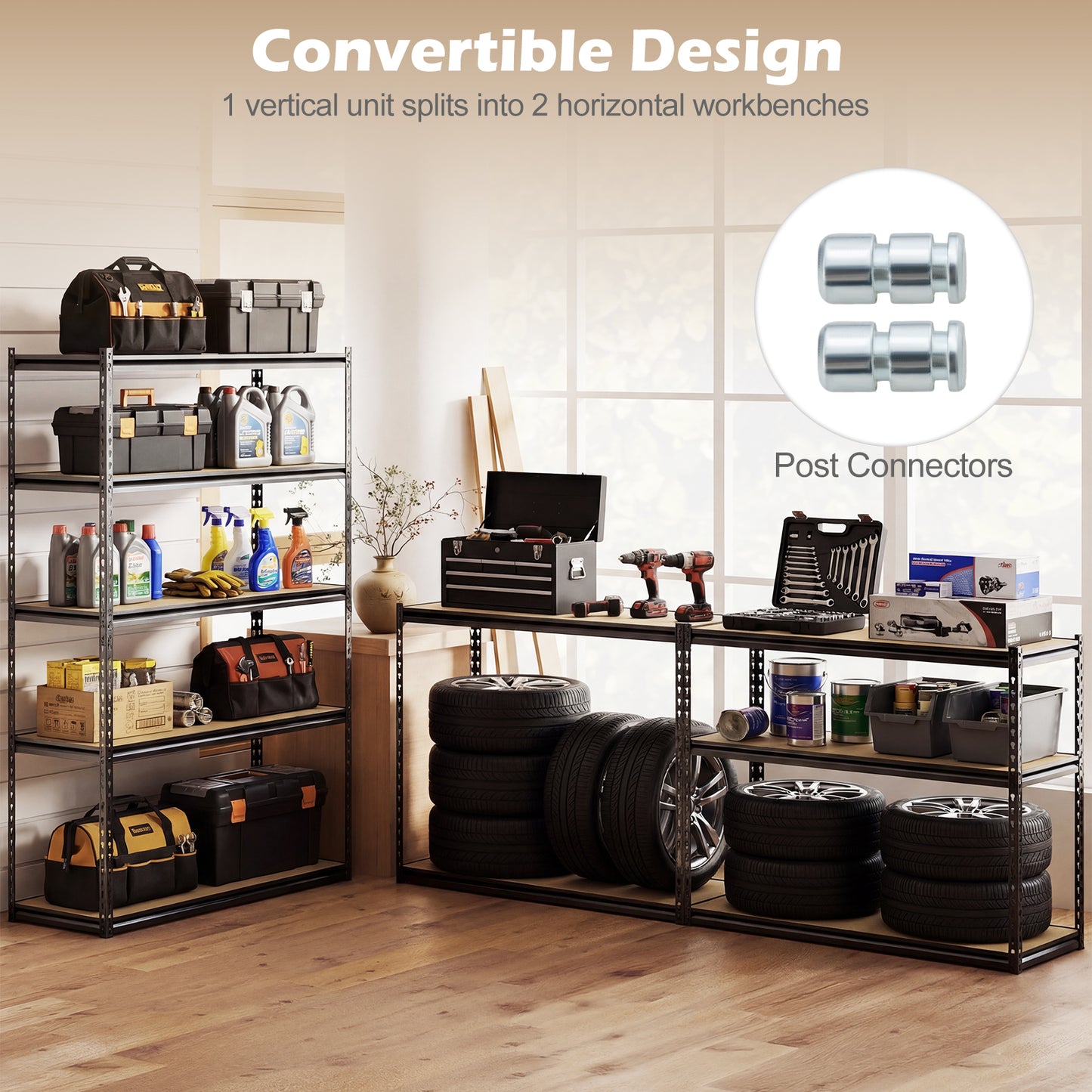 5-Tier Garage Shelving Unit, Set Of 2, Black Garages at Gallery Canada