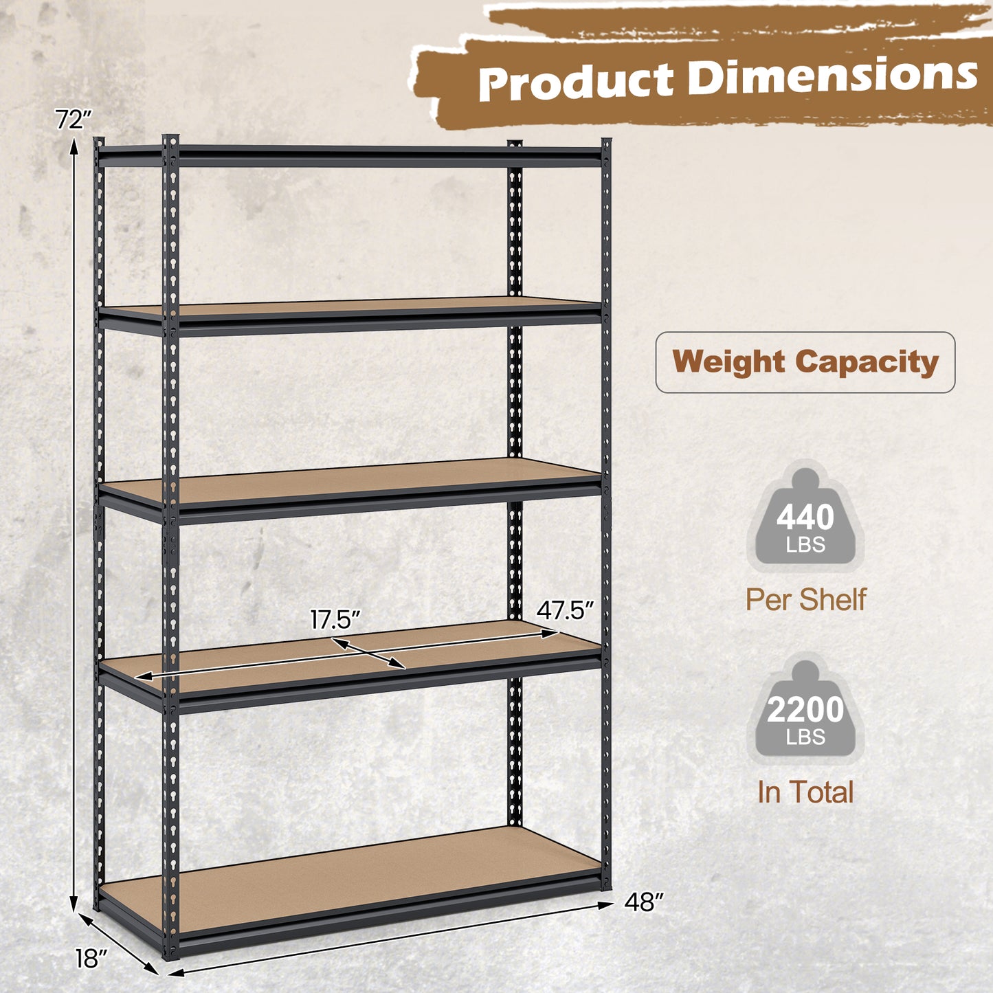 5-Tier Garage Shelving Unit, 3-Pack, Black Garages at Gallery Canada
