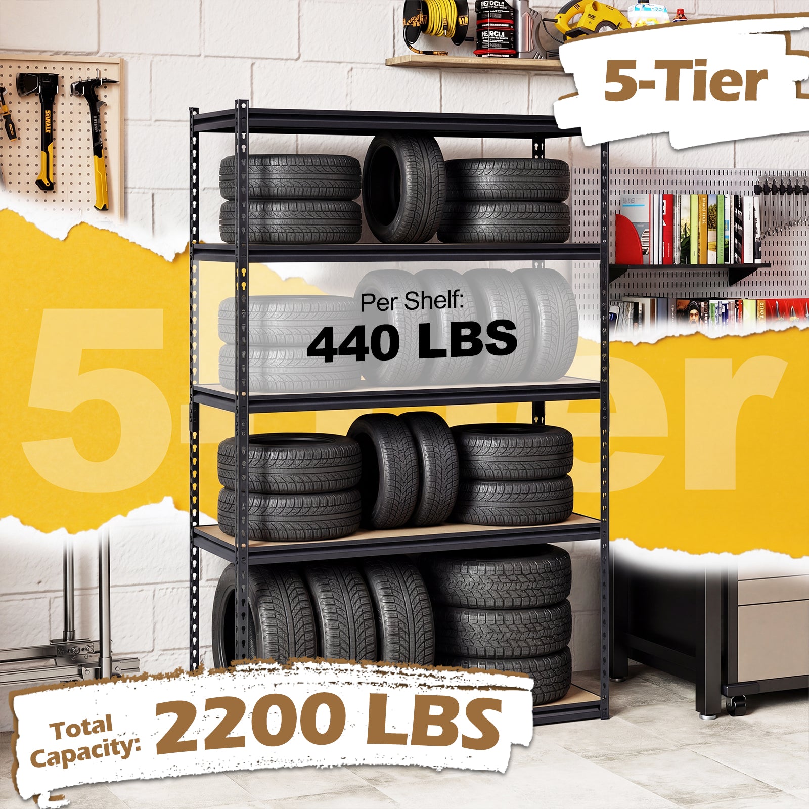 5-Tier Garage Shelving Unit, 3-Pack, Black Garages at Gallery Canada