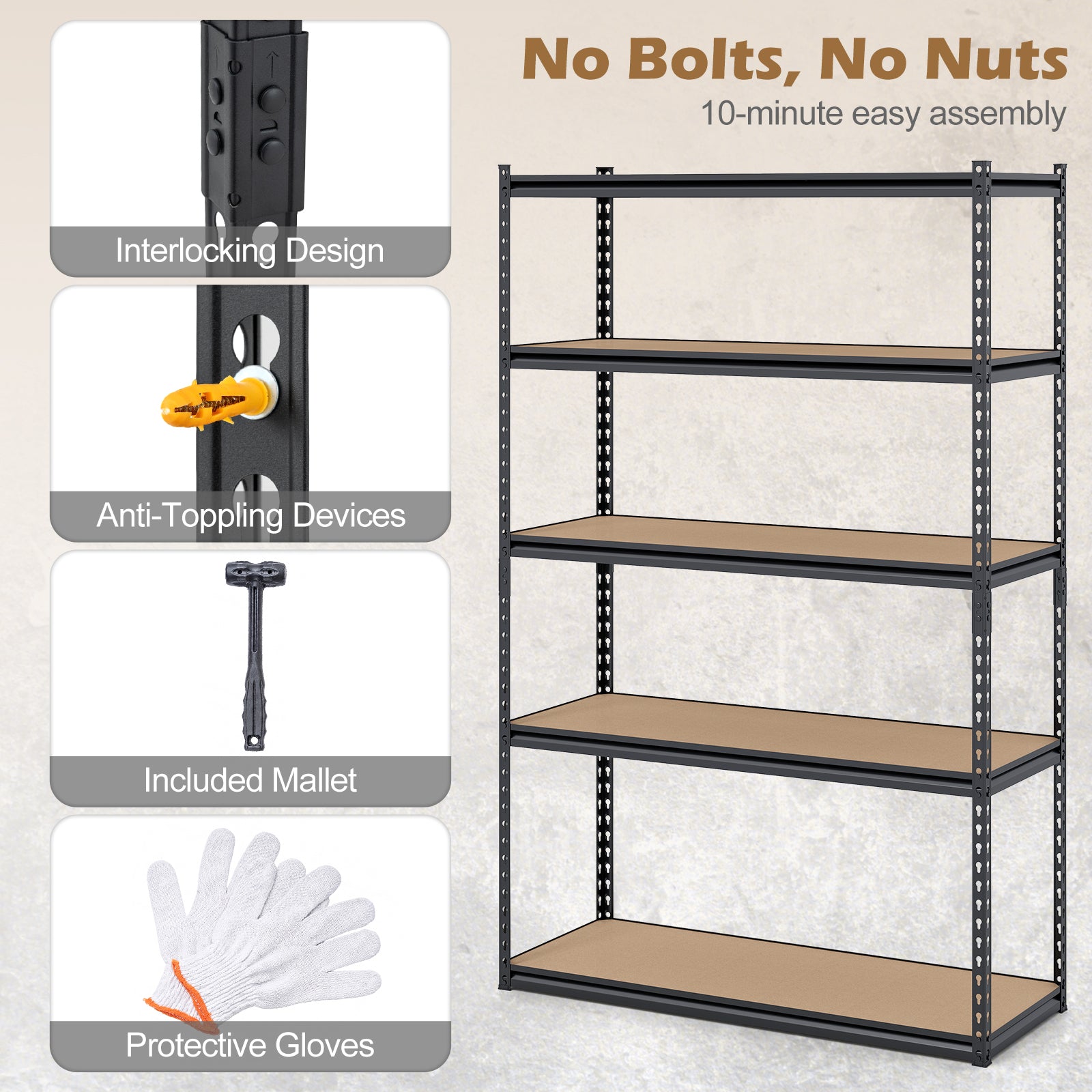 5-Tier Garage Shelving Unit, 1 Piece, Black Garages at Gallery Canada