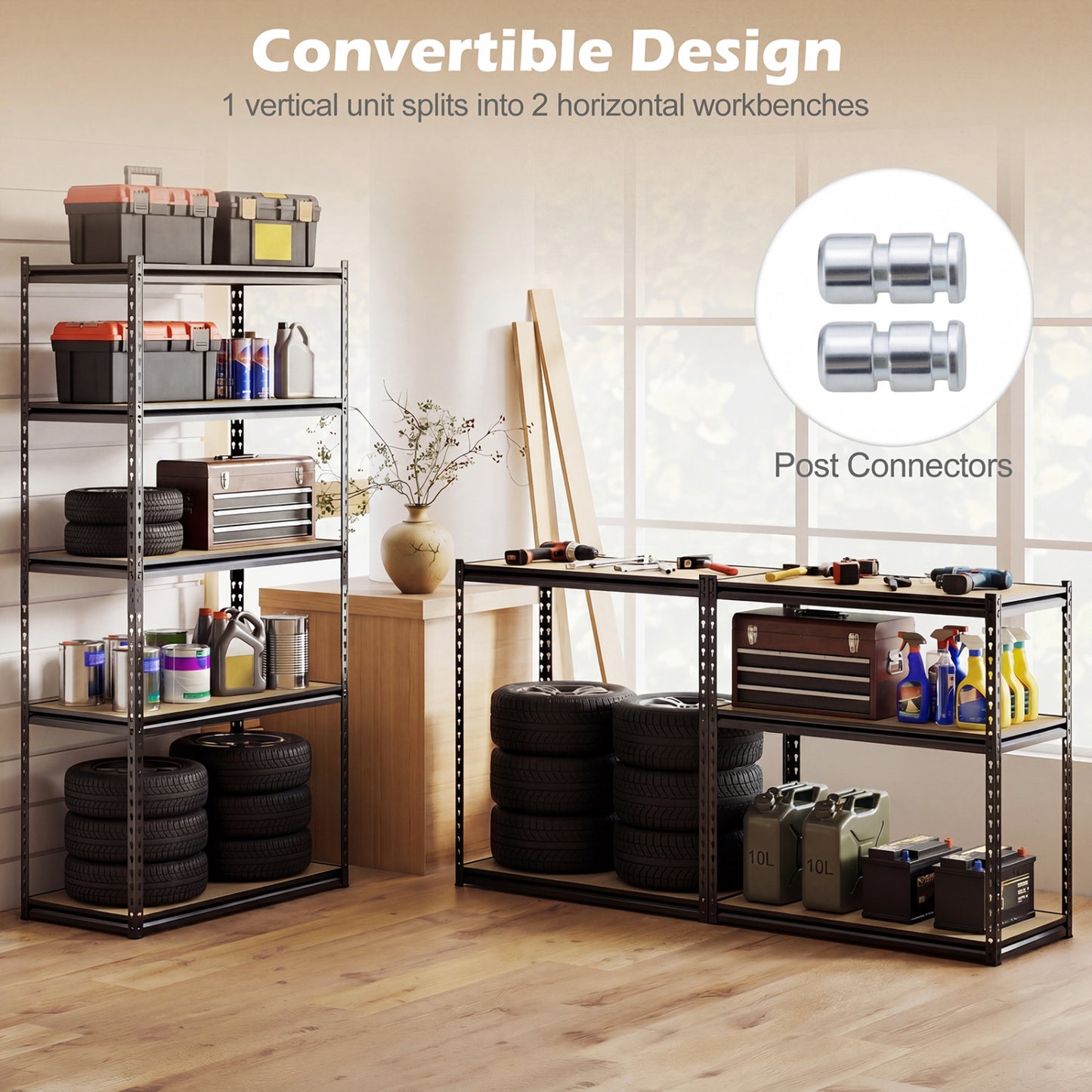 5-Tier Garage Shelving Unit, 2200 LBS Metal Storage Shelves, Adjustable Utility Rack Garages at Gallery Canada