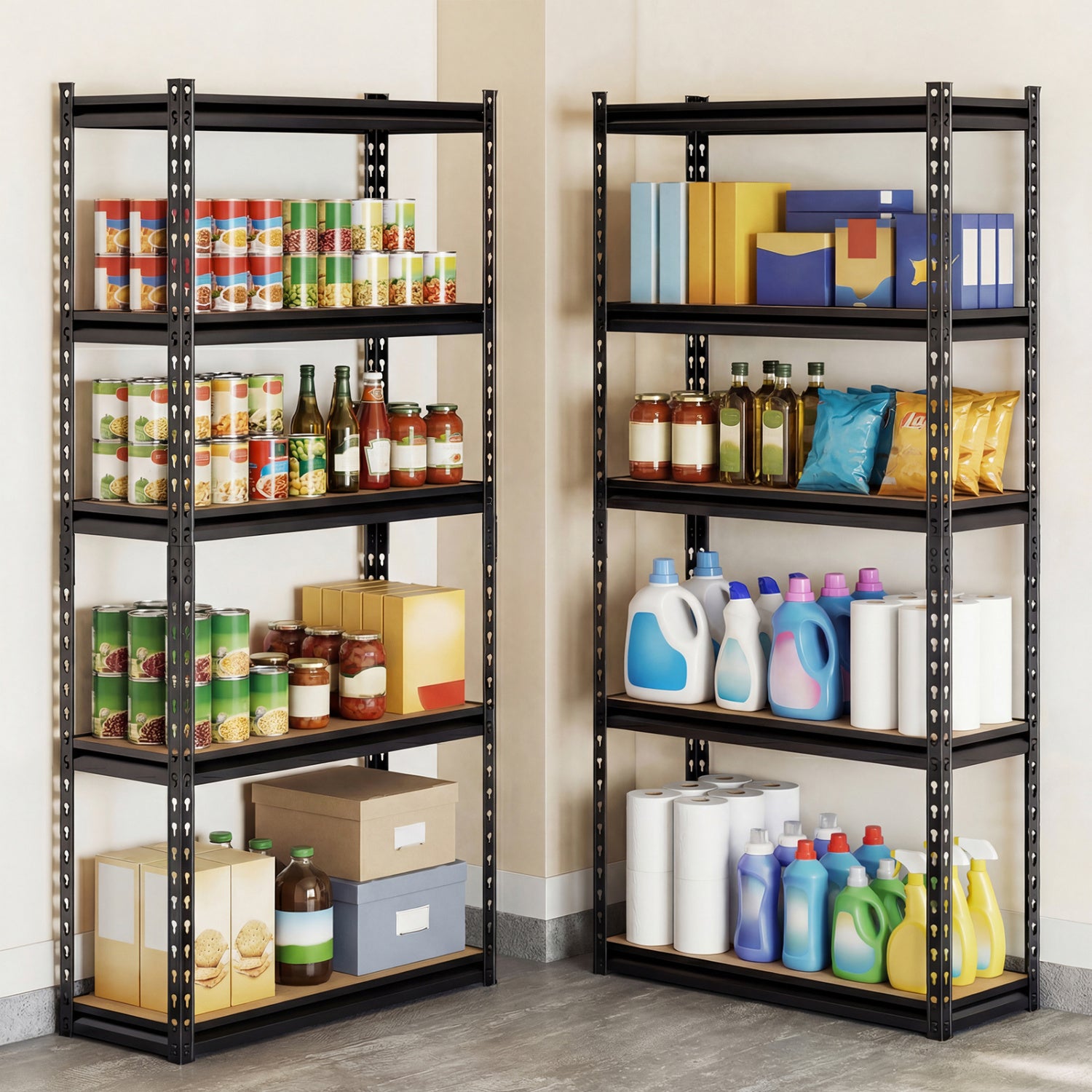 5-Tier Garage Shelving Unit, 2200 LBS Heavy Duty Metal Storage Shelves, Black Garages at Gallery Canada
