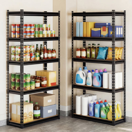 5-Tier Garage Shelving Unit, 2200 LBS Heavy Duty Metal Storage Shelves, Black