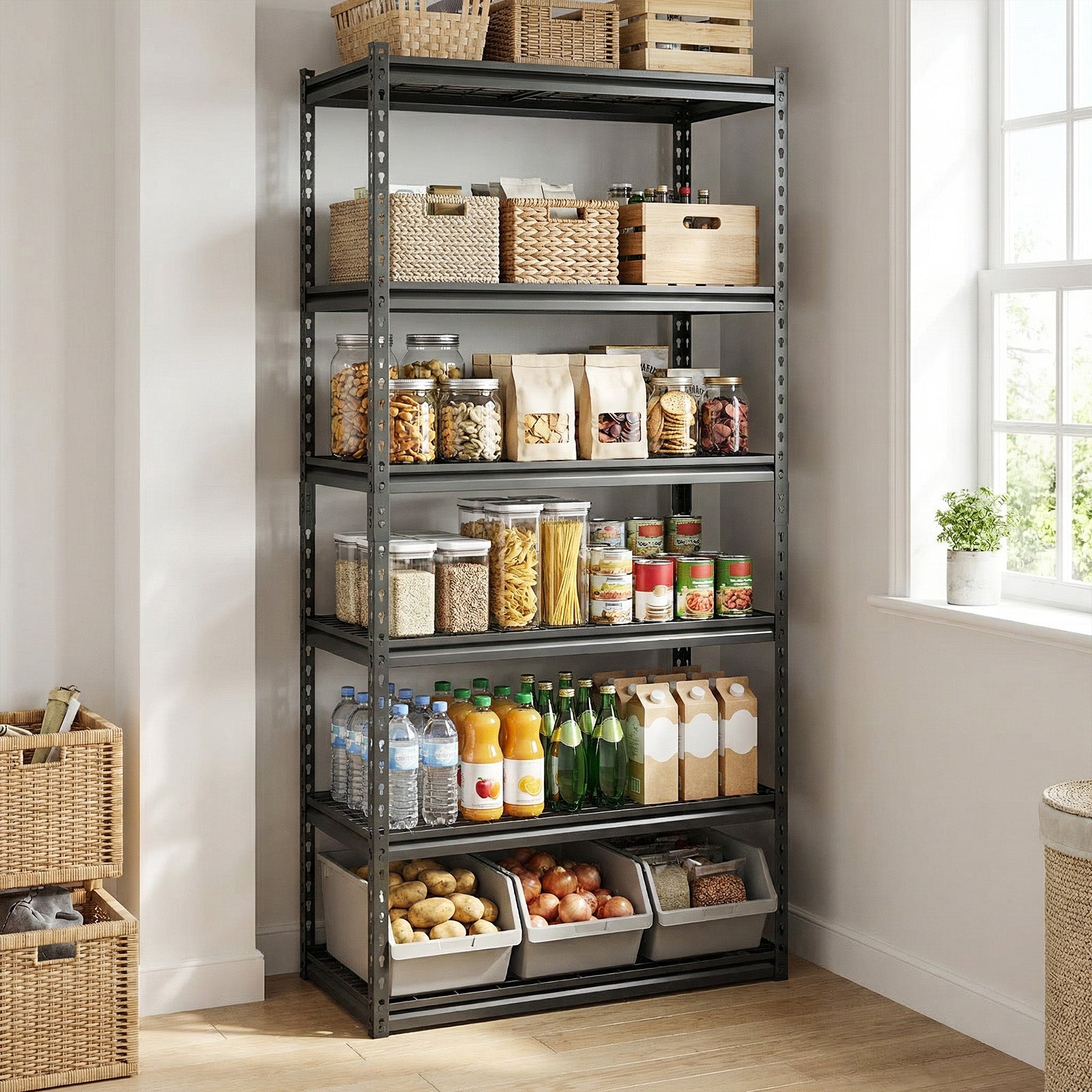 5-Tier Heavy-Duty Metal Shelving Unit, Adjustable Wire Rack, Black Sheds & Outdoor Storage at Gallery Canada
