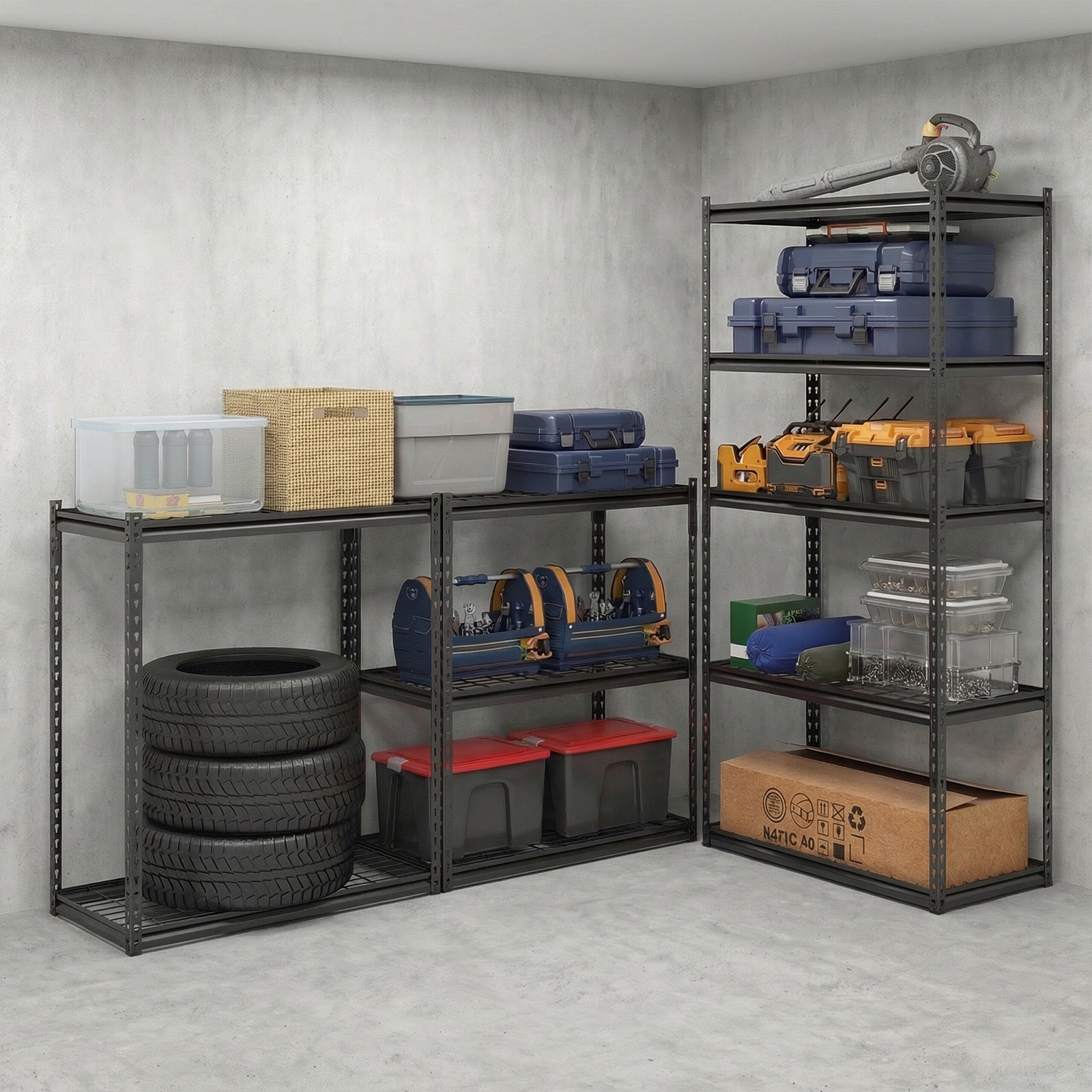 5-Tier Heavy-Duty Metal Shelving Unit, Adjustable Wire Rack, Black Sheds & Outdoor Storage at Gallery Canada