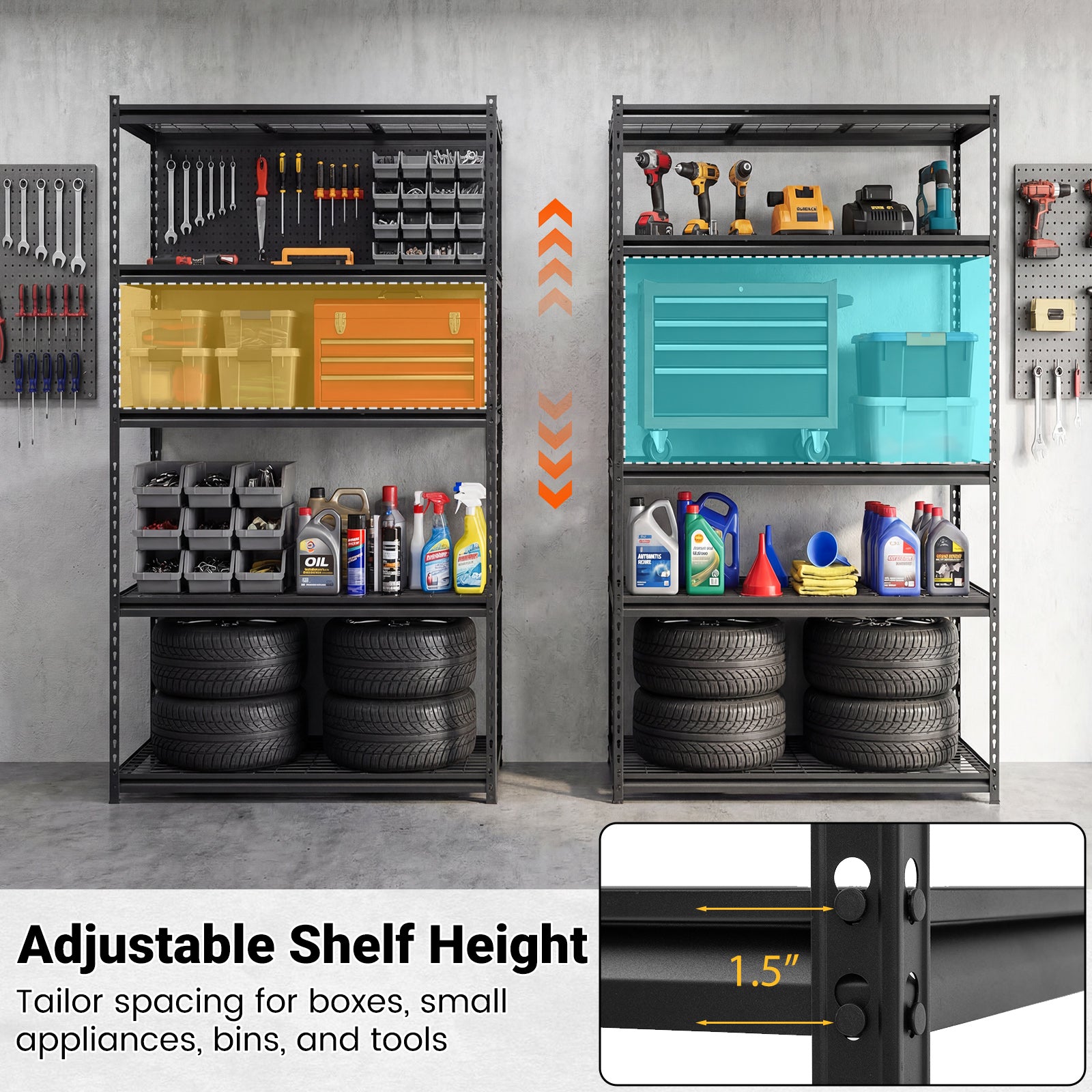 5-Tier Heavy-Duty Metal Shelving Unit, Adjustable Wire Rack, Black Sheds & Outdoor Storage at Gallery Canada