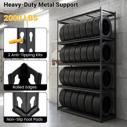 5-Tier Metal Shelving Unit, Adjustable Wire Rack, Set of 2, Black Sheds & Outdoor Storage at Gallery Canada